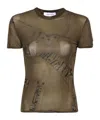 Blumarine Semi-sheer Short-sleeve T-shirt In Green