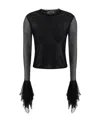 Blumarine 2t037a Tulle T-shirt With Flounce In Black