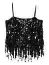 Blumarine Sequin Fringed Top In Black