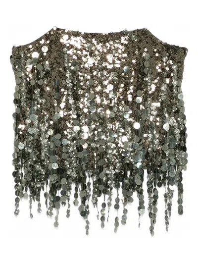 Blumarine Sequin Top In Green