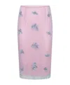 Blumarine Embellished Floral Fringe Sheer Overlay Skirt In Pink
