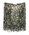 Blumarine Sequin-embellished Fringe Mini Skirt In Gray