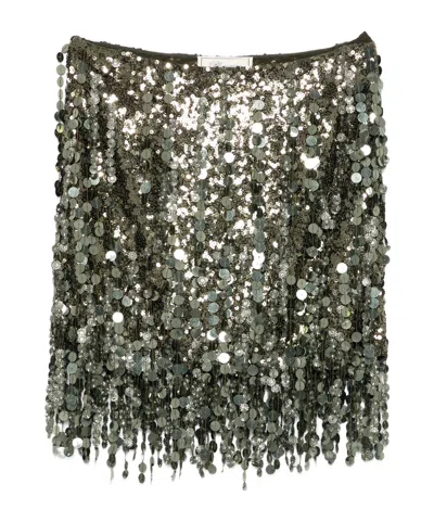 BLUMARINE BLUMARINE SEQUIN-EMBELLISHED FRINGED MINI SKIRT