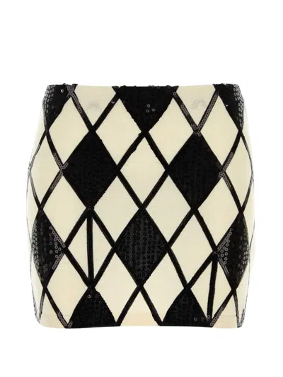Blumarine Sequin-embellished Argyle Mini Skirt In Multi