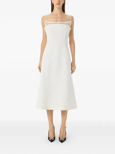 Blumarine Shaped-neck Midi Dress In White