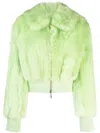 Blumarine Shearling Bomber Jacket In Green