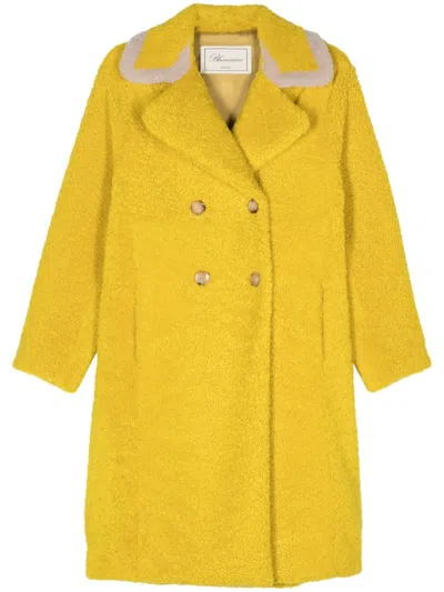 Blumarine Shearling Coat In Yellow