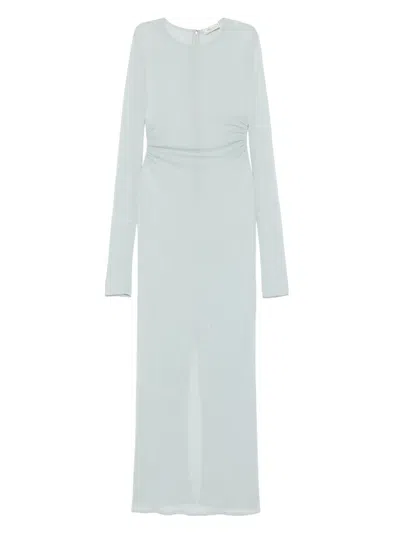 Blumarine Sheer Maxi Dress In Blue