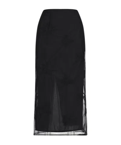 Blumarine Sheer Midi Skirt In Black