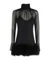 Blumarine Sheer-overlay Mini Dress In Black