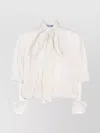 Blumarine Sheer Silk Chiffon Blouse With Bow Detail In White