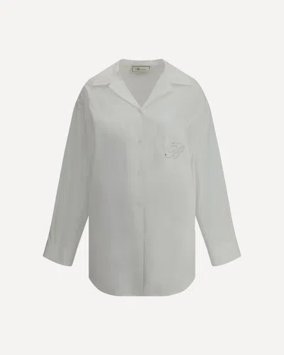 Blumarine Shirt With Strassed Logo In White