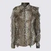Blumarine Silk Chiffon Leopard Shirt