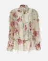 Blumarine Women Floral Silk Chiffon Shirt