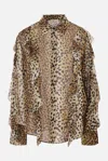 Blumarine Silk Chiffon Leopard Shirt In Animal Print