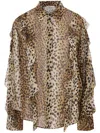 Blumarine Silk Chiffon Leopard Shirt In Animal Print