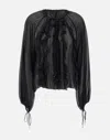 Blumarine Romantic Silk Georgette Blouse Ruffle In Black