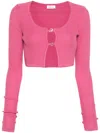 Blumarine Logo-plaque Cropped Cardigan In Multicolor