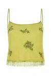 Blumarine 2c346a Tulle Embroid Top In Nilegreensunlight