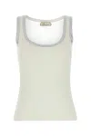 Blumarine Ivory Cotton Blend Tank Top In White