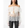 Blumarine Off-shoulder Lace Blouse In White