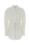 Blumarine Longline Shirt With Waist Tie Detail In White
