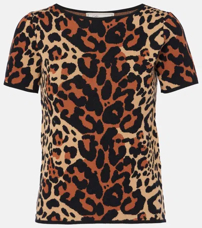 Blumarine Shoert Leopard-print Top In Brown Sugar Black