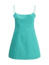 Blumarine Sleeveless Satin Duchesse Dress With Spaghetti Straps In Sea Green