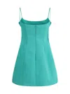Blumarine Sleeveless Satin Duchesse Dress With Spaghetti Straps In Sea Green