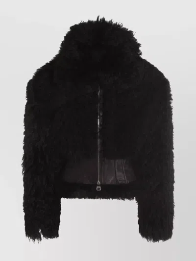 BLUMARINE SHORT FAUX FUR COLLAR JACKET
