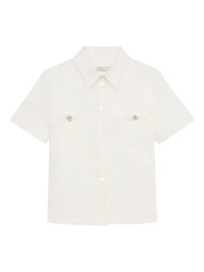Blumarine Short-sleeve Button-up Shirt In White