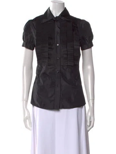 Pre-owned Blumarine Short Sleeve Button-up Top In Black