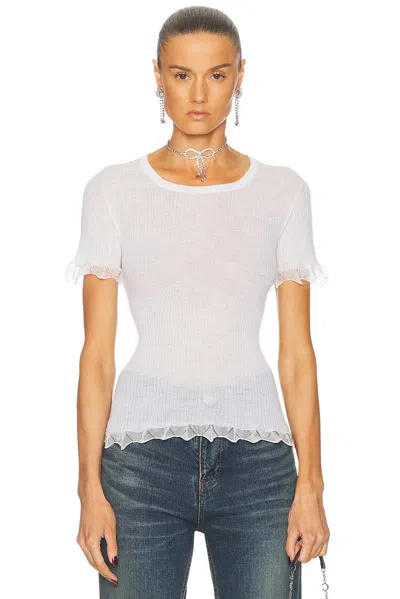 Blumarine Short Sleeve Top In Natural White