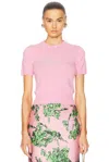 Blumarine Rhinestone Logo Knitted Top In Pink