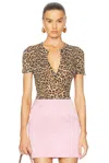 Blumarine Short Sleeve Top In Sand & Black