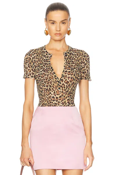 Blumarine Short Sleeve Top In Sand & Black