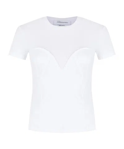Blumarine Short-sleeved Round Collar T-shirt In White
