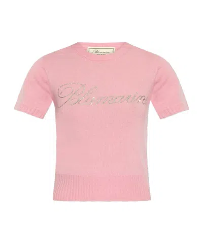 Blumarine Short-sleeved Sweater In Pink