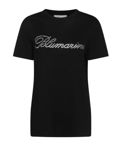 Blumarine Logo-embellished T-shirt In Black