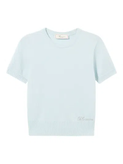 Blumarine Short-sleeve Sweater In Blue
