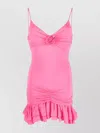 Blumarine Silhouette Ruched Dress Ruffle Hem In Pink