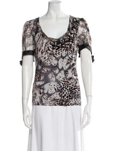 Pre-owned Blumarine Silk Animal Print Blouse In Multi