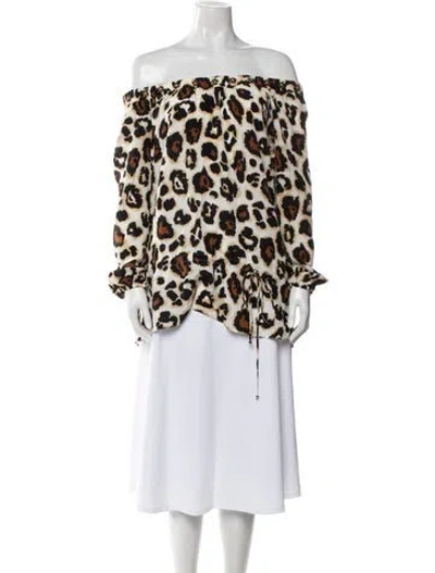 Pre-owned Blumarine Silk Animal Print Blouse In Neutral