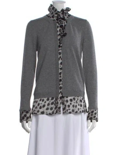 Pre-owned Blumarine Silk Animal Print Sweater In Gray