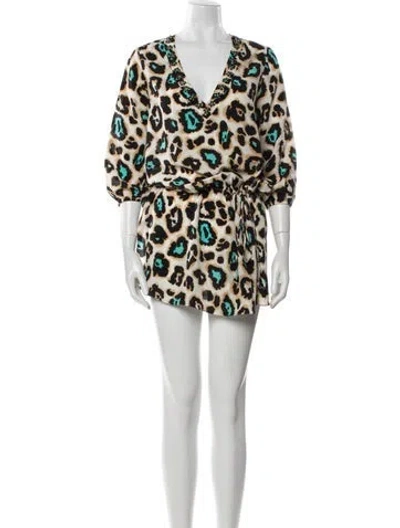 Pre-owned Blumarine Silk Animal Print Tunic In White
