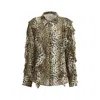 Blumarine Women Silk Chiffon Leopard Shirt
