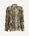 Blumarine Silk Chiffon Leopard Shirt In Animal Print