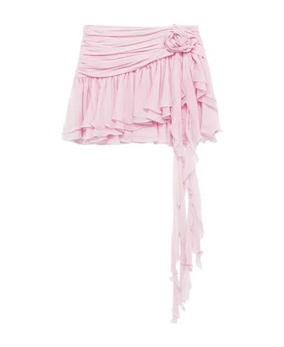 Blumarine Silk Chiffon Mini Skirt In Pink