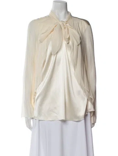 Pre-owned Blumarine Silk Cowl Neck Blouse In Blue