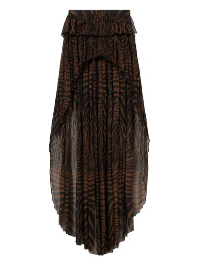 Blumarine Silk Creponne Skirt In Brown